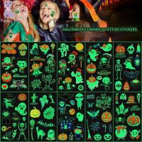 เทสทูกันน้ำ15วัน แทททู ฮาโลวีน halloween accessories TESDFD 10ชิ้น/เซ็ต กันน้ำครับ ฮาโลวีน ร่างกายใบหน้า อุปกรณ์ปาร์ตี้ รอยสักชั่วคราว รอยสักทิ้ง สติกเกอร์รอยสักเรืองแสง ของตกแต่งงานปาร์ตี้