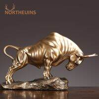 NORTHEUINS รูปปั้นวัวขนาด35เรซินขนาดเซนติเมตรสำหรับติดผนังด้านในถนนรูปปั้นวัวมั่งคั่งของตกแต่งโต๊ะห้องนั่งเล่นในบ้านออฟฟิศ