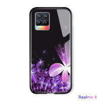 UCUC เคสโทรศัพท์เคสสำหรับ Realme 8ปลอก Realmi8 Pro แฟชั่นผู้หญิงหญิงดอกไลแลกพิมพ์ Hard Casing กันกระแทกกระจกเทมเปอร์ปกหลัง