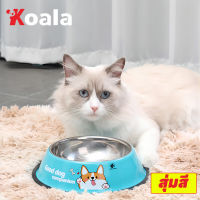 KOALA 【สุ่มสี】ชามอาหารแมว ชามอาหารสแตนเลส ชามอาหารสัตว์เลี้ยง ชามหมา ชามแมว มีขอบยางกันลื่น