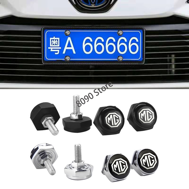 Car Number Plate Fixing 4Pcs Car License Plate Frame Security Screw Bolt Caps Covers For MG MG3 MG5 MG6 MG7 ZS ES HS GS Morris 3 Auto Decoration for motorcycles and automobiles Color : Silver 