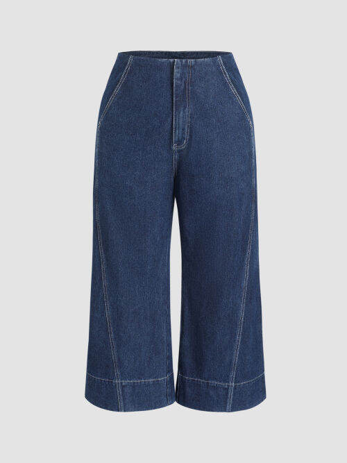 Cider Solid Denim Middle Waist Wide Leg Jeans Curve & Plus Lazada PH