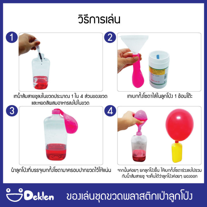 ของเล่นชุดขวดพลาสติกเป่าลูกโป่ง-ของเล่นวิทยาศาสตร์-เรียนรู้เรื่องปฏิกิริยาเคมีและอากาศ-ลูกโป่งพองลมโดยไม่ต้องเป่า