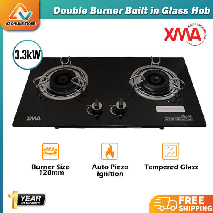 XMA XMA88 Tempered Glass Build in Stove / Tabletop 2 Burner Gas Stove