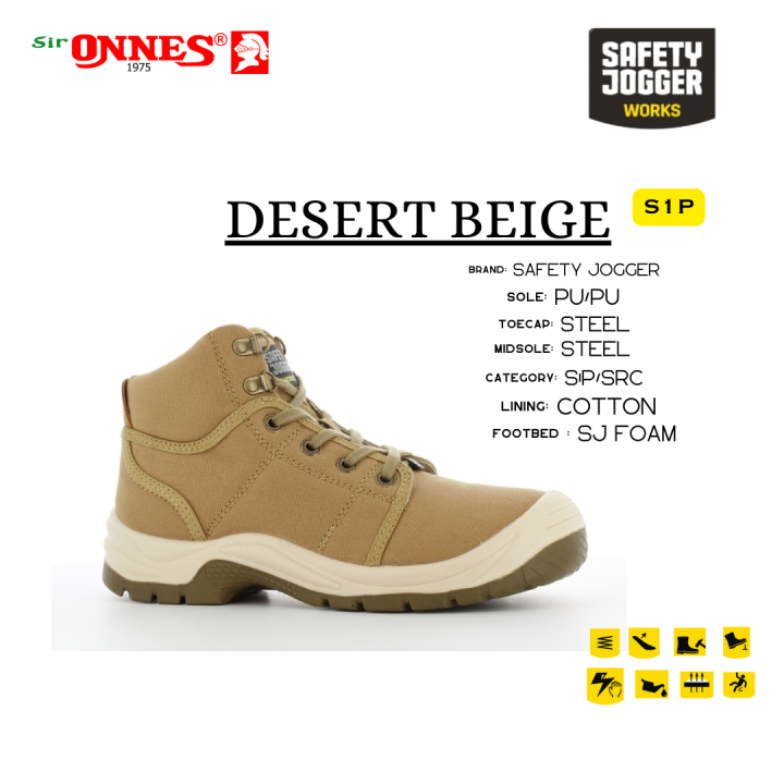 Safety Jogger Desert S1 P SRC, High Cut Steel Toe Cap, Steel Midsole