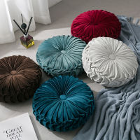 Fashion Velvet Pleated Round Floor Cushion Pillow Pouf Soft Comfortable Throw Home Sofa Decor