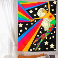 80s Aesthetic Tapestry Wall Hanging Vintage Rainbow Star sky Bohemian Ouija Wall Art Decor Home Bedroom Art Carpet Prints