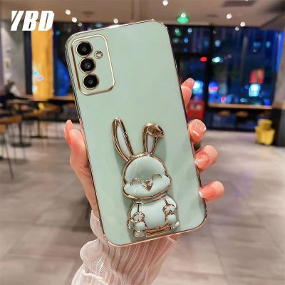 YBDใหม่เคสใช้ได้กับ Samsung A13 A04S A24 A32 A52 A72 4G A22 A23 A32 A33 A52 A53 A72 A73 A74 5G เคสโทรศัพท์ลายการ์ตูนน่ารัก3Dยิ้มรูปกระต่ายฝาครอบเนื้อนิ่มขาตั้งพับได้