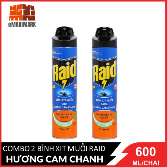 Combo 2 bình xịt muỗi raid hương cam&chanh 600ml x2 - ảnh sản phẩm 1
