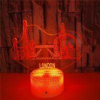 Gfh London Buildings 3มิติโคมไฟกลางคืนสำหรับการตกแต่งบ้าน Nightlight สีสันสดใสไฟไฟ Led กลางคืนคริลิคเย็นของขวัญคริสต์มาสวันเกิด