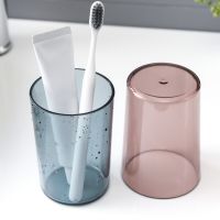 Simple Bathroom Wash Toothbrush Cup Solid Color Transparent Couple Toilet Brushing Teeth Mouthwash Cup Bathroom Supplies