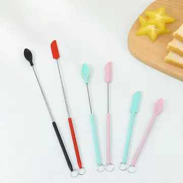 Mini Silicone Spatula Set, Small Rubber Spatula for Makeup, Thin Jar Scraper  for Kitchen(4 PACK) 