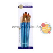 Bộ cọ vẽ acrylic cán xanh 6 cây Keep Smiling A6077-Dụng cụ vẽ Tâm Tâm