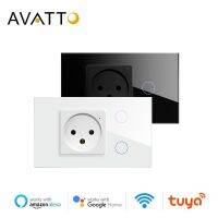 AVATTO Tuya สวิตช์ไฟ Zigbee กับซ็อกเก็ต,สมาร์ทอิสราเอลมาตรฐาน16A ปลั๊กอัจฉริยะทำงานร่วมกับแอพ Smart Life Alexa Google Home