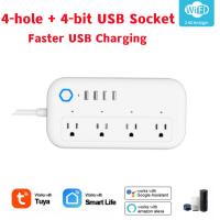 Tuya WiFi U.S. Smart Power Strip Plug With 4 Usb Sockets Sub-control Electrical Sockets Voice Control Timing Work With Alexa Ratchets Sockets