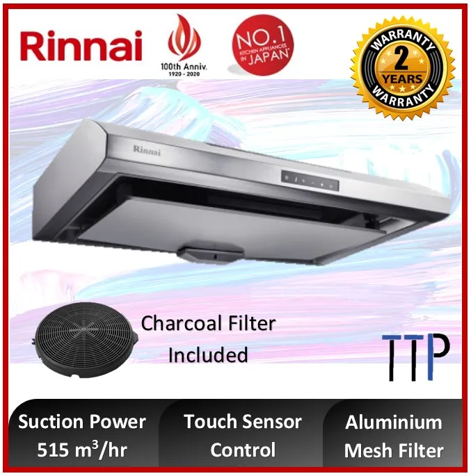 Rinnai 90cm Slim Cooker Hood (Recirculation / Recycle) RHS259SSRT