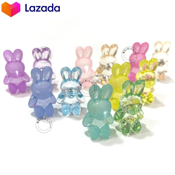 ลูกปัดกระต่าย-rabbit-beads-สีใส-ขุ่น-ลูกปัดสีพาสเทล-ลูกปัดใส-ลูกปัดคละสี