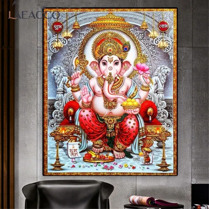 Laeacco Buddha Statue Buddhist Decoration Poster Indian Ganesha Canvas Painting Wall Art Krishna Pictures Home Living Room Decor Lazada Singapore - Paintings For Home Decor India
