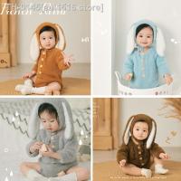 ❆◈✈ eul1516 store Soft Mohair Ears Baby Photography Clothing Knitted Newborn Photo Outfit Infant Accessories Boy