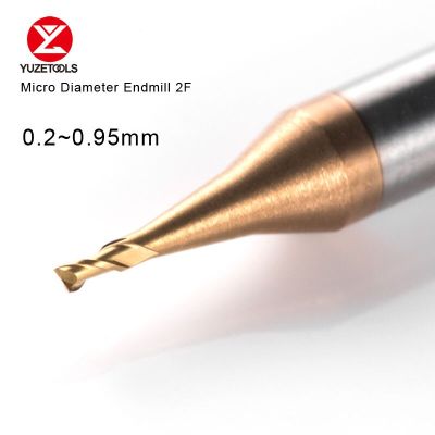 CNC 2F Micro Diameter Carbide Milling Cutter D0.2-D0.95 TiCN เคลือบทังสเตนมิลลิ่งเครื่องกัด Router End Mill Min สําหรับเหล็ก