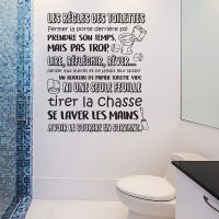 【LZ】✁☽♝  Grandes regras do banheiro francês adesivo de parede banheiro lavatory família regras decalque da parede banho roilet vinil decoração da sua casa