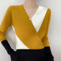 Womens Cashmere Sweater Colorblock Sweater Womens Casual Pullover Womens Knitwear Fashion Sweater