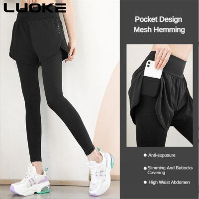 Luoke กางเกงออกกำลังกายเอวสูงสำหรับผู้หญิง,กางเกงกีฬา2ชิ้นกางเกงวิ่งรัดรูปเอวสูงสำหรับฤดูใบไม้ร่วงและฤดูหนาว