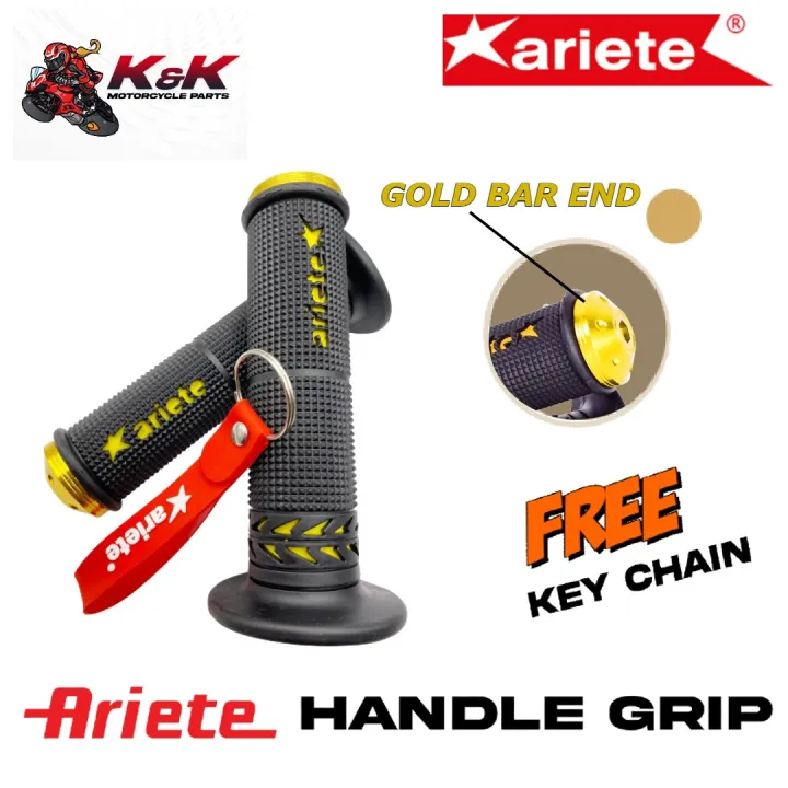 Suzuki V Strom 1000 NEW ARIETE HANDLE GRIP BLACK WITH GOLD BAR END AND FREE KEY CHAIN (anti