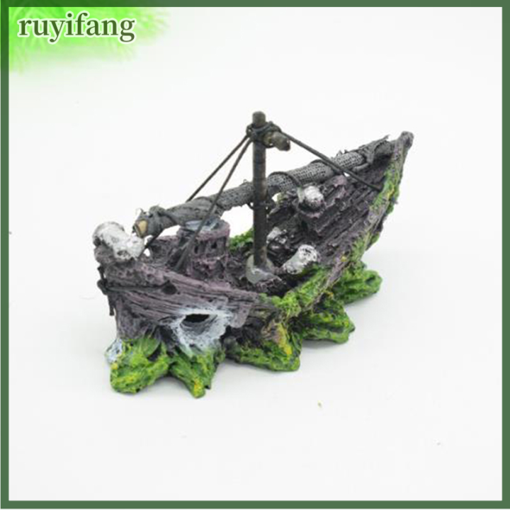 ruyifang-เครื่องประดับตู้ปลาเรืออับปางเรือใบเรือพิฆาตตกแต่งถ้ำถังปลา