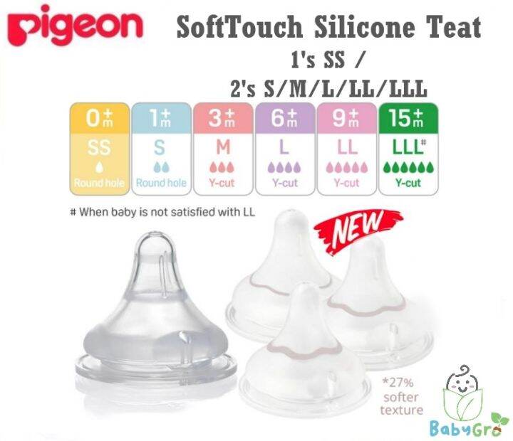 Pigeon Peristaltic Plus Soft Touch Wide Neck Bottle Teat / Nipple Size SS (1