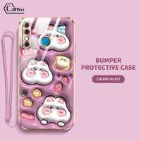 Callfire เคสใหม่สำหรับ Infinix Hot 8 Pro X650 X650C สตรอเบอร์รี่ ลายไอศกรีมขนมเคสนิ่มเคลือบอิเล็คโทรเพลทหรูหราฝาครอบป้องกันกันตกและฟรีสายคล้องกันการชน