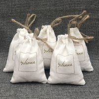 202150PCS Linen Gift Bags Jewelry Cotton Linen Drawstring Pouches Packaging Cosmetic Makeup Storage Sachets Custom Sack Print Logo