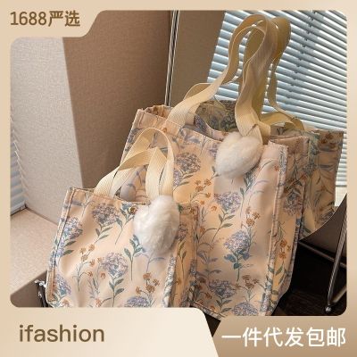 High School Student Class Large Capacity Tote Bag Female 2023 Fashion Commuter Shopping Bag Ins Shoulder Portable Big Bag
