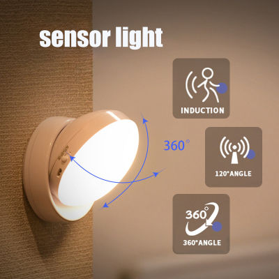 LED Night Light USB Charging Motion Sensor Round Energy-saving LED Lamps Bedroom SoundLight Control For Corridor Home Bathroom
