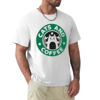 Cats And Coffee T-Shirt Kawaii Clothes Vintage T Shirt Summer Tops MenS T-Shirt