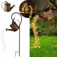 LED Solar Waterfall Garden Light Outdoor Landscape Lighting Solar Energy Fairy Lights Art Projection Decor Shower Kettle Lamp