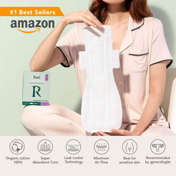 rael-ผ้าอนามัย-ราเอล-ออร์แกนิคคอตตอน-43-cm-rael-organic-cotton-sanitary-pad-super-long-overnight