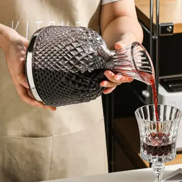 360 Rotating Wine Decanter Tumbler 1500ml Decanter Dispenser Crystal G in  2023