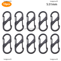 langyouzi9 10pcs สแตนเลส S ชนิด carabiner ที่มีพวงกุญแจล็อคตะขอแคมป์กุญแจ-ล็อค