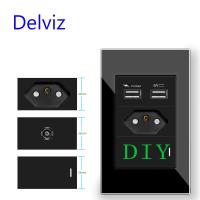 Delviz Brazil standard socket  DIY custom Switch &amp; socket  2A USB Cable TV network port module  BR Electric plug Wall 20A Outlet