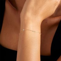 CANNER 925 Sterling Silver Classic Minimalist White Zircon Bangle Bracelets Chains For Womens Girl Wedding Fine Jewelry Gifts