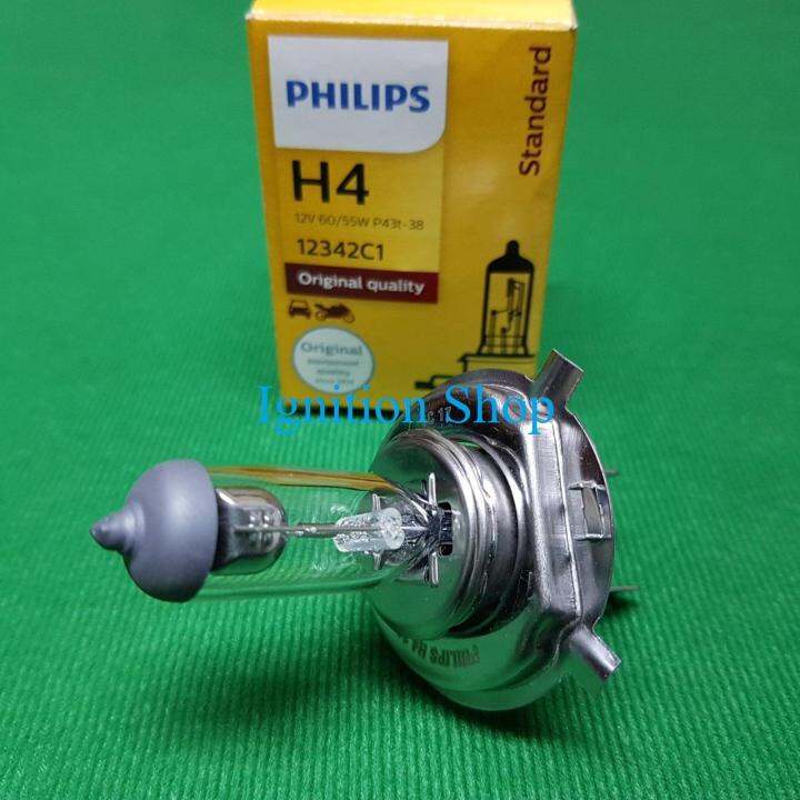 หลอดไฟหน้า-h4-philips-60-55w-p43t-38-12342c1-จำนวน-1-หลอด