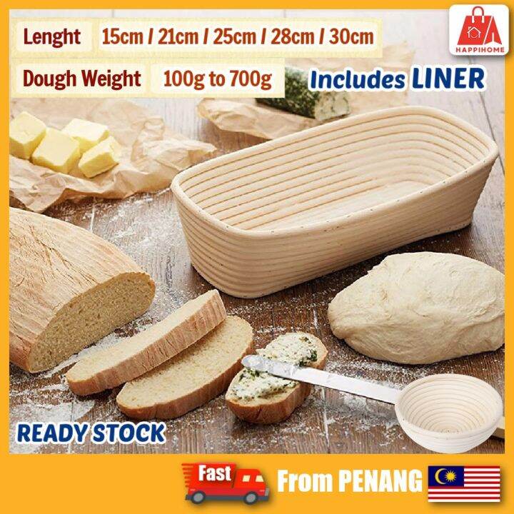Bread with Cloth Liner Proofing Basket Sourdough Basket Knife