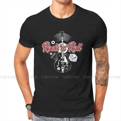 Rockabilly Rock and Roll Mens TShirt Music Dice Rockers Guitars Individuality T Shirt Original Streetwear Hipster