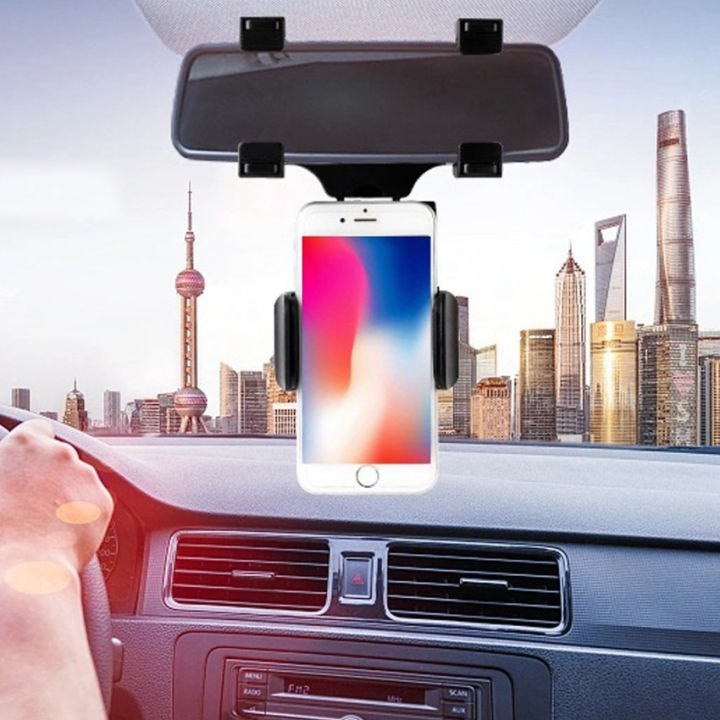 คลิปกระจกมองหลังแบบหมุนได้ที่วางโทรศัพท์ในรถขาตั้งโทรศัพท์มือถือภายในรถยูนิเวอร์ซัลอุปกรณ์เสริม