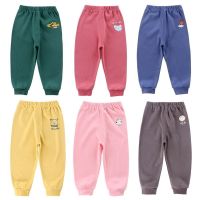 Long Pants Childrens Clothes Pure Color Cartoon Kids Trousers Autumn Boys Casual Sweatpants Fashion Brand Baby Girl Pants