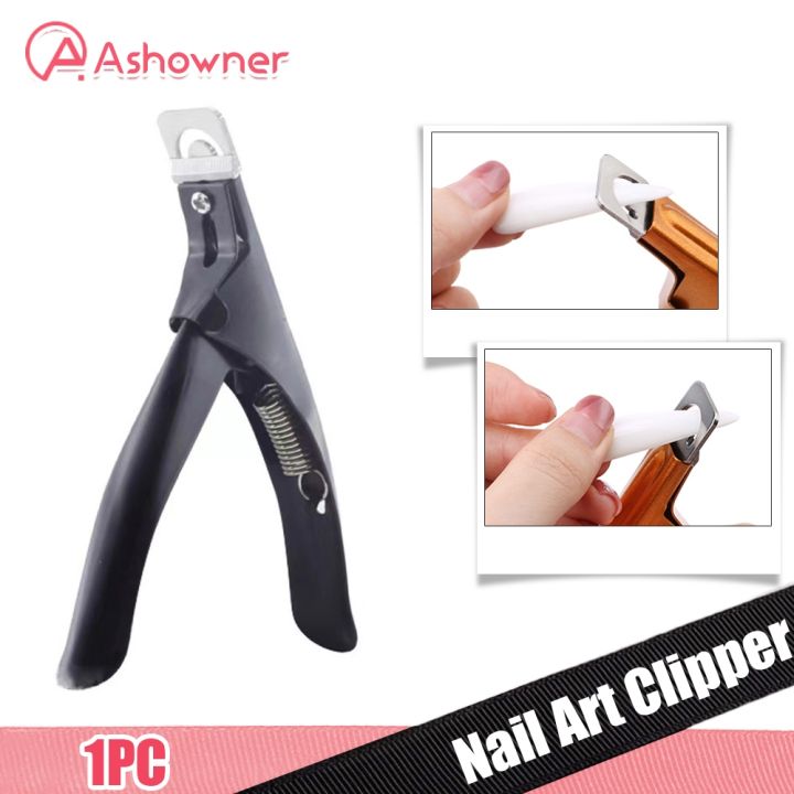 professional-nail-art-clipper-special-type-u-word-false-tips-edge-cutters-manicure-colorful-stainless-steel-nail-art-tools