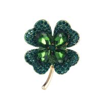 CINDY XIANG Rhinestone Clover Brooches For Women Green And Red Color Pin Peace And Health Plant Jewelry