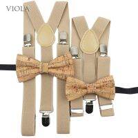 Fun Parent-child Suspender Wood Grain Bowtie Sets Kids Boy Girl Y-Back Braces Women Butterfly Belt Bow Tie Shirt Pants Accessory Boys Clothing