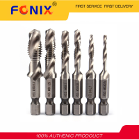 [คลังสินค้าพร้อม] FONIX 6Pcs M3-M10สกรูเจาะชิ้นเหล็กกล้าความเร็วสูงเจาะและTap Bits 1/4ปลายปลอกหกเหลี่ยมแบบหน่วยเมตริกผสมBitเหล็กความเร็วสูง